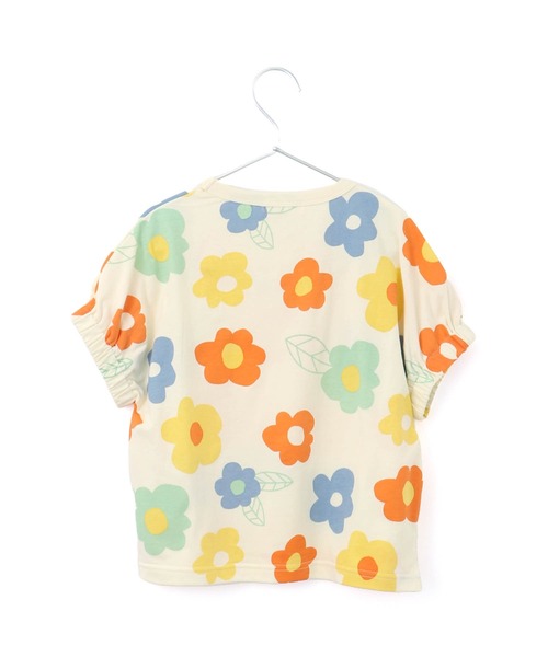 古着リメイク☆個性的☆カラフル総柄シャツ×tシャツ☆ セール】レトロポップなお花総柄半袖Tシャツ□80～140cm（T