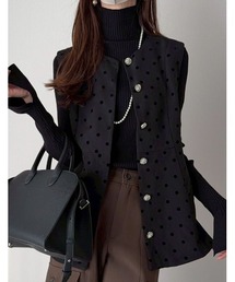 Re:EDIT（リエディ）の「[mau×Re:EDIT][mauコラボ][入卒式 セレモニー]ドットor無地カットツイルペプラムベスト（ベスト）」