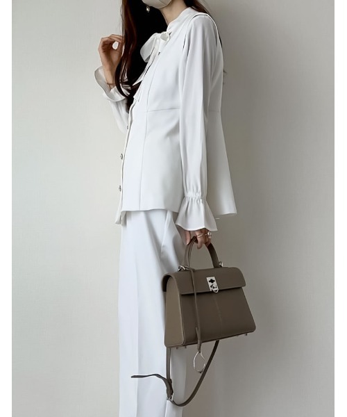 Re:EDIT（リエディ）の「[mau×Re:EDIT][mauコラボ][入卒式 セレモニー]ドットor無地カットツイルペプラムベスト（ベスト・レディース・ホワイト/ブラック/ベージュ系その他/ネイビー/ブラック系その他・MEDIUM/LARGE）」の11枚目の写真