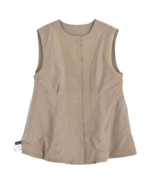 Re:EDIT（リエディ）の「[mau×Re:EDIT][mauコラボ][入卒式 セレモニー]ドットor無地カットツイルペプラムベスト（ベスト・レディース・ホワイト/ブラック/ベージュ系その他/ネイビー/ブラック系その他・MEDIUM/LARGE）」の12枚目の写真