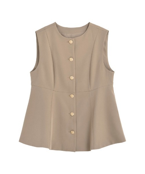 Re:EDIT（リエディ）の「[mau×Re:EDIT][mauコラボ][入卒式 セレモニー]ドットor無地カットツイルペプラムベスト（ベスト・レディース・ホワイト/ブラック/ベージュ系その他/ネイビー/ブラック系その他・MEDIUM/LARGE）」の6枚目の写真