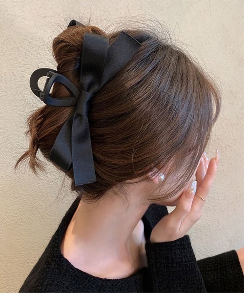 Miniministore(ミニミニストア)の「ヘアクリップ バンスクリップ リボン(バレッタ/ヘアクリップ・レディース・ブラック系2/ブラック系3/ブラック系1/オフホワイト・FREE)」の11枚目の写真