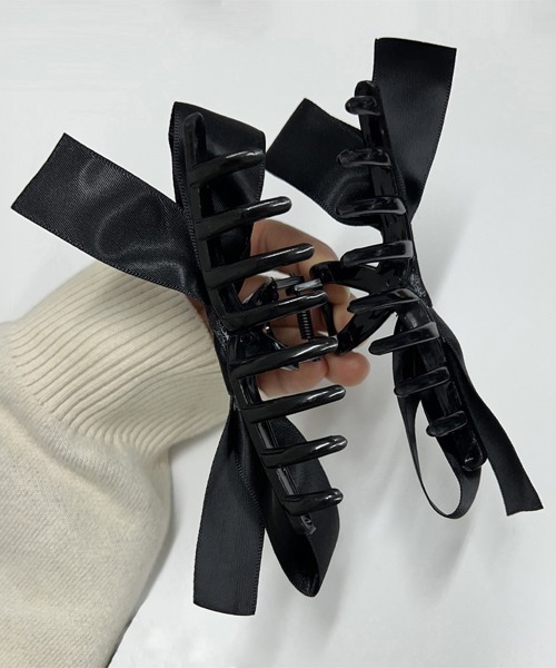 Miniministore(ミニミニストア)の「ヘアクリップ バンスクリップ リボン(バレッタ/ヘアクリップ・レディース・ブラック系2/ブラック系3/ブラック系1/オフホワイト・FREE)」の5枚目の写真