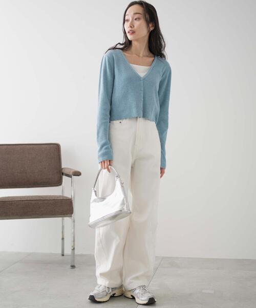 WEGO（ウィゴー）の「WEGO/カラーリブショートカーデ（カーディガン/ボレロ・レディース・ブラック/オフホワイト/ブルー/レッド/グリーン・FREE）」の6枚目の写真