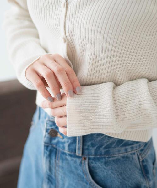 WEGO（ウィゴー）の「WEGO/カラーリブショートカーデ（カーディガン/ボレロ・レディース・ブラック/オフホワイト/ブルー/レッド/グリーン・FREE）」の8枚目の写真