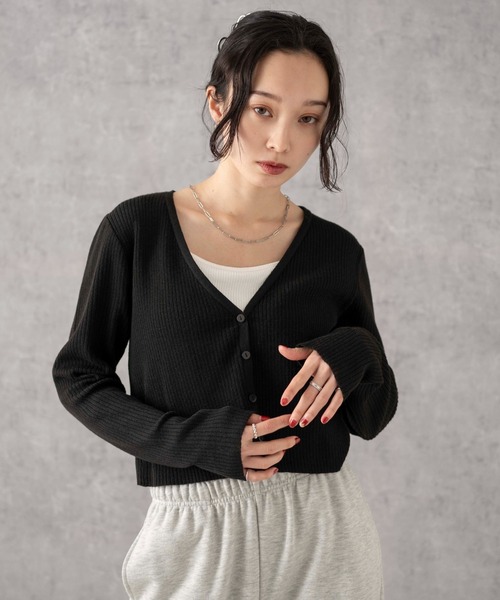 WEGO（ウィゴー）の「WEGO/カラーリブショートカーデ（カーディガン/ボレロ・レディース・ブラック/オフホワイト/ブルー/レッド/グリーン・FREE）」の22枚目の写真