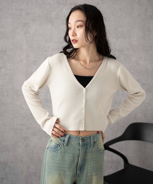 WEGO（ウィゴー）の「WEGO/カラーリブショートカーデ（カーディガン/ボレロ・レディース・ブラック/オフホワイト/ブルー/レッド/グリーン・FREE）」の18枚目の写真