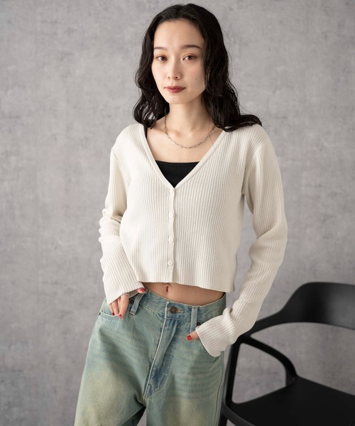 WEGO（ウィゴー）の「WEGO/カラーリブショートカーデ（カーディガン/ボレロ・レディース・ブラック/オフホワイト/ブルー/レッド/グリーン・FREE）」の19枚目の写真