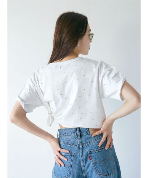 Ungrid（アングリッド）の「ビジューショートTee（Tシャツ/カットソー・レディース・ブラック/オフホワイト・FREE）」の5枚目の写真
