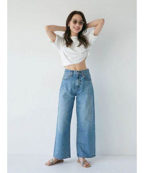 Ungrid（アングリッド）の「ビジューショートTee（Tシャツ/カットソー・レディース・ブラック/オフホワイト・FREE）」の7枚目の写真