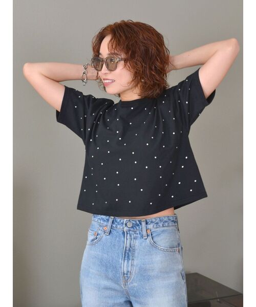 Ungrid（アングリッド）の「ビジューショートTee（Tシャツ/カットソー・レディース・ブラック/オフホワイト・FREE）」の12枚目の写真