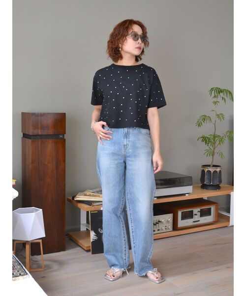 Ungrid（アングリッド）の「ビジューショートTee（Tシャツ/カットソー・レディース・ブラック/オフホワイト・FREE）」の15枚目の写真