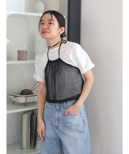Ungrid（アングリッド）の「ビジューショートTee（Tシャツ/カットソー・レディース・ブラック/オフホワイト・FREE）」の18枚目の写真