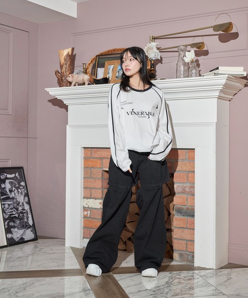 ANDGEEBEE（アンジービー）の「UNISEX ユニフォームロゴロンT（Tシャツ/カットソー・レディース・チャコールグレー/ホワイト・FREE）」の16枚目の写真