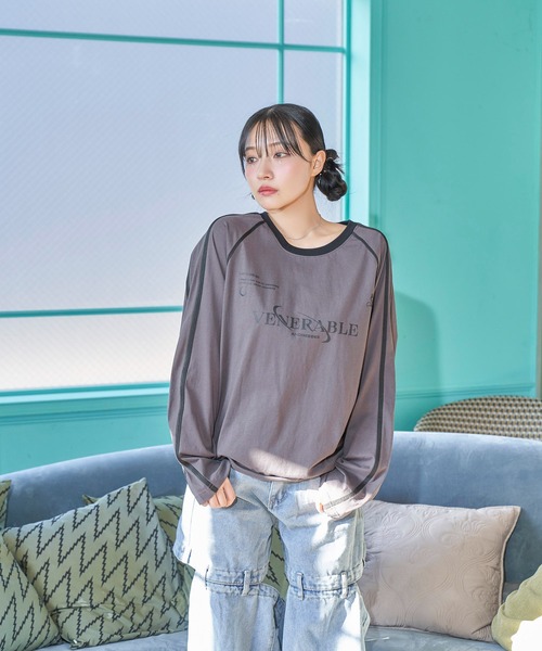 ANDGEEBEE（アンジービー）の「UNISEX ユニフォームロゴロンT（Tシャツ/カットソー・レディース・チャコールグレー/ホワイト・FREE）」の10枚目の写真