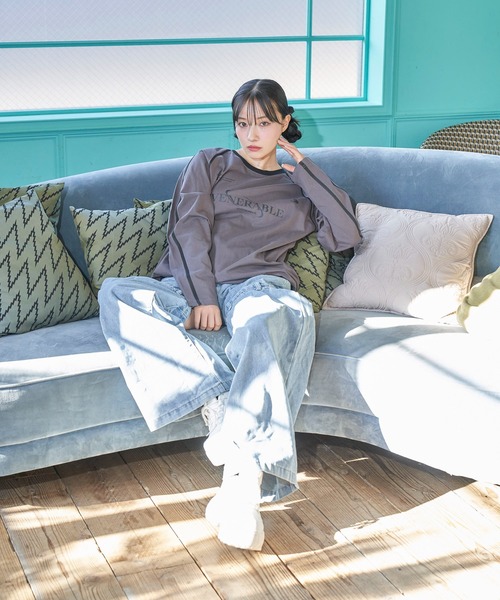 ANDGEEBEE（アンジービー）の「UNISEX ユニフォームロゴロンT（Tシャツ/カットソー・レディース・チャコールグレー/ホワイト・FREE）」の13枚目の写真