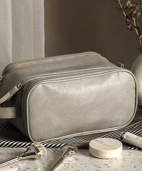 Miniministore（ミニミニストア）の「大容量トラベルコスメポーチ 持ち運び収納（ポーチ・レディース・ピンク/モカ/オフホワイト/ブラック/ハウンドトゥース・FREE）」の3枚目の写真