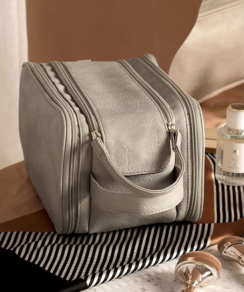 Miniministore（ミニミニストア）の「大容量トラベルコスメポーチ 持ち運び収納（ポーチ・レディース・ピンク/モカ/オフホワイト/ブラック/ハウンドトゥース・FREE）」の15枚目の写真