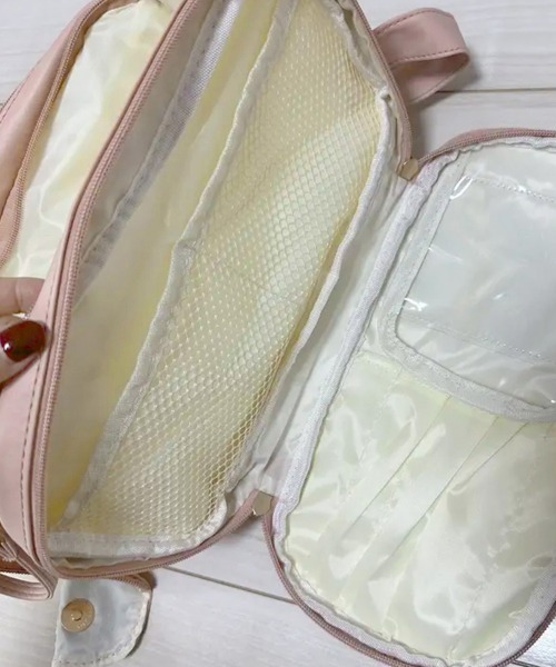 Miniministore（ミニミニストア）の「大容量トラベルコスメポーチ 持ち運び収納（ポーチ・レディース・ピンク/モカ/オフホワイト/ブラック/ハウンドトゥース・FREE）」の9枚目の写真