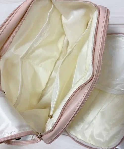 Miniministore（ミニミニストア）の「大容量トラベルコスメポーチ 持ち運び収納（ポーチ・レディース・ピンク/モカ/オフホワイト/ブラック/ハウンドトゥース・FREE）」の11枚目の写真