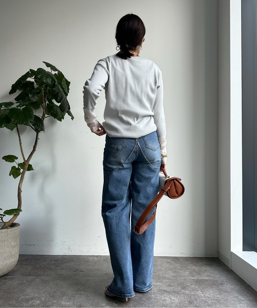 DouDou（ドゥドゥ）の「【INDIMARK】【WEB限定】ハイウエストワイドデニム（デニムパンツ・レディース・スカイブルー/ホワイト・M/L/S）」の16枚目の写真