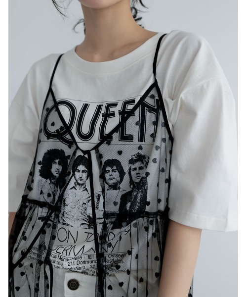Re:EDIT(リエディ)の「QUEENオーバーサイズピグメントバンドロック半袖Tシャツ(Tシャツ/カットソー・レディース・チャコールグレー/ホワイト・MEDIUM/LARGE)」の9枚目の写真
