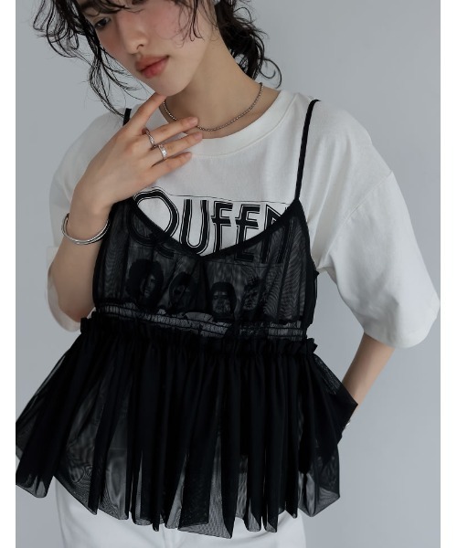 Re:EDIT(リエディ)の「QUEENオーバーサイズピグメントバンドロック半袖Tシャツ(Tシャツ/カットソー・レディース・チャコールグレー/ホワイト・MEDIUM/LARGE)」の12枚目の写真