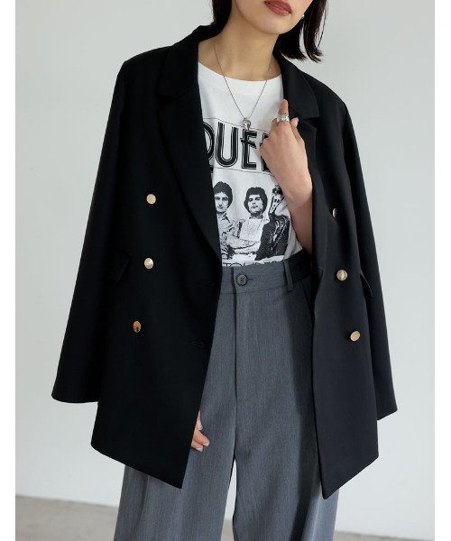 Re:EDIT(リエディ)の「QUEENオーバーサイズピグメントバンドロック半袖Tシャツ(Tシャツ/カットソー・レディース・チャコールグレー/ホワイト・MEDIUM/LARGE)」の22枚目の写真