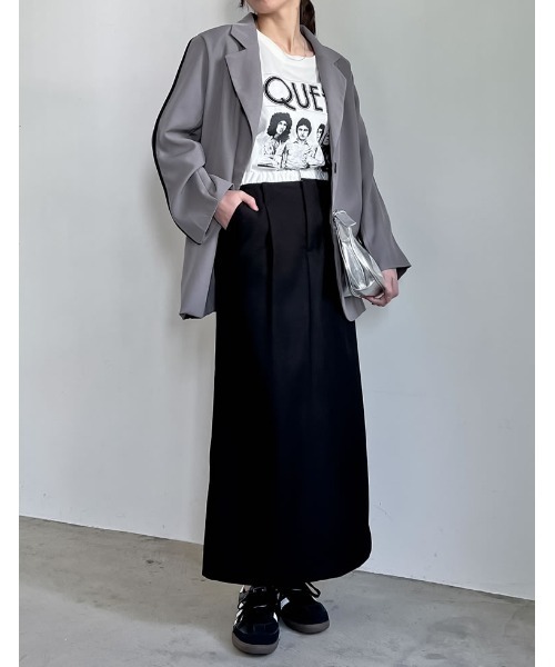 Re:EDIT(リエディ)の「QUEENオーバーサイズピグメントバンドロック半袖Tシャツ(Tシャツ/カットソー・レディース・チャコールグレー/ホワイト・MEDIUM/LARGE)」の19枚目の写真