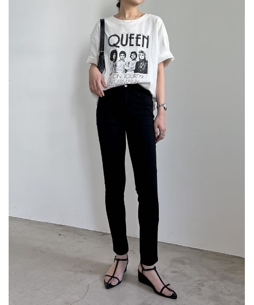 Re:EDIT(リエディ)の「QUEENオーバーサイズピグメントバンドロック半袖Tシャツ(Tシャツ/カットソー・レディース・チャコールグレー/ホワイト・MEDIUM/LARGE)」の20枚目の写真