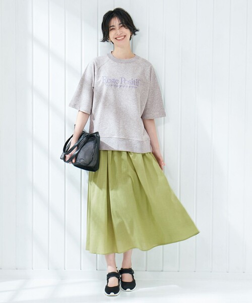 ANY（エニィ）の「【ウエストゴム】シャンブレーライクフレアスカート（スカート・レディース・ダークグリーン系/ブラック系5/グレー系/ライラック系・1/2/3）」の4枚目の写真