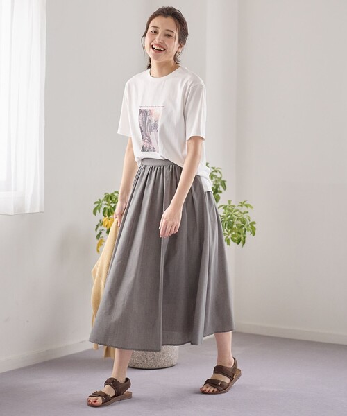 ANY（エニィ）の「【ウエストゴム】シャンブレーライクフレアスカート（スカート・レディース・ダークグリーン系/ブラック系5/グレー系/ライラック系・1/2/3）」の9枚目の写真