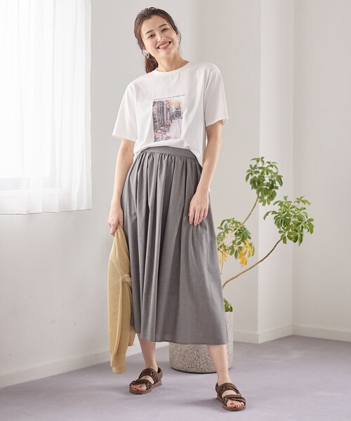 ANY（エニィ）の「【ウエストゴム】シャンブレーライクフレアスカート（スカート・レディース・ダークグリーン系/ブラック系5/グレー系/ライラック系・1/2/3）」の8枚目の写真