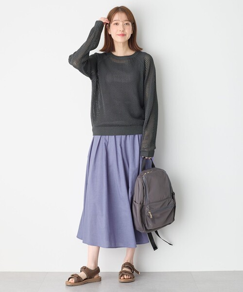 ANY（エニィ）の「【ウエストゴム】シャンブレーライクフレアスカート（スカート・レディース・ダークグリーン系/ブラック系5/グレー系/ライラック系・1/2/3）」の5枚目の写真