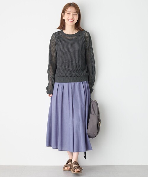 ANY（エニィ）の「【ウエストゴム】シャンブレーライクフレアスカート（スカート・レディース・ダークグリーン系/ブラック系5/グレー系/ライラック系・1/2/3）」の21枚目の写真