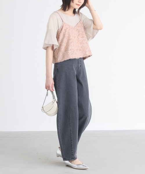 n'OrLABEL（ノアールレーベル）の「【廃盤】『ジャカードキャミソール』（キャミソール・レディース・ブラック/ピンクベージュ・2/1）」の4枚目の写真