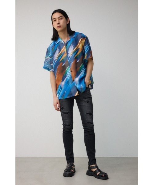 AZUL by moussy(アズールバイマウジー)の「アブストラクトシアーシャツ(シャツ/ブラウス・メンズ・グリーン系その他/ブルー系その他/ホワイト系その他/ブラック系その他・FREE)」の12枚目の写真