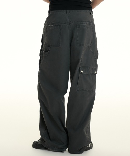 TGNS(ツーガンズ)の「ストリートファッション TGNS ツーガンズ Washed Logging Trousers ペインターパンツ カーゴデニムパンツ デニムパンツ ワークパンツ ジーンズ ジーパン ワイドデニムパンツ ワイドパンツ オーバーサイズ ストリートブランド Y2K(デニムパンツ・メンズ・チャコール/グレー・S/M)」の10枚目の写真