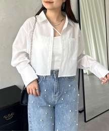 刺繍ミニロゴショート丈シャツ