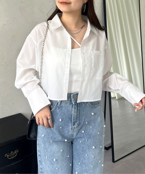 prose verse(プロズヴェール)の「刺繍ミニロゴショート丈シャツ(シャツ/ブラウス・レディース・イエロー/サックスブルー/オフホワイト・MEDIUM)」の3枚目の写真