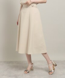 ◆【UV／洗える／吸水速乾／イージーアイロン／ウエストゴム】麻調合繊スカート