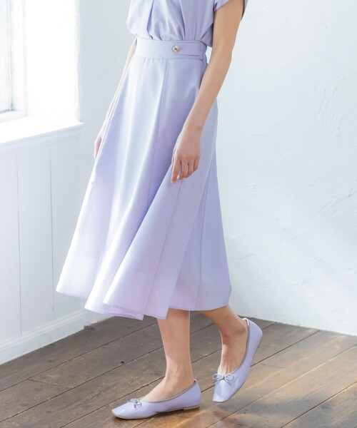 ITS'DEMO（イッツデモ）の「◆【UV／洗える／吸水速乾／イージーアイロン／ウエストゴム】麻調合繊スカート（スカート・レディース・ブルー/ベージュ/パープル/ネイビー・00）」の4枚目の写真