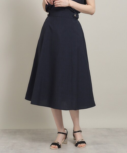 ITS'DEMO（イッツデモ）の「◆【UV／洗える／吸水速乾／イージーアイロン／ウエストゴム】麻調合繊スカート（スカート・レディース・ブルー/ベージュ/パープル/ネイビー・00）」の2枚目の写真