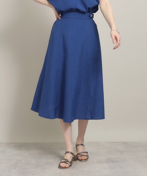 ITS'DEMO（イッツデモ）の「◆【UV／洗える／吸水速乾／イージーアイロン／ウエストゴム】麻調合繊スカート（スカート・レディース・ブルー/ベージュ/パープル/ネイビー・00）」の3枚目の写真
