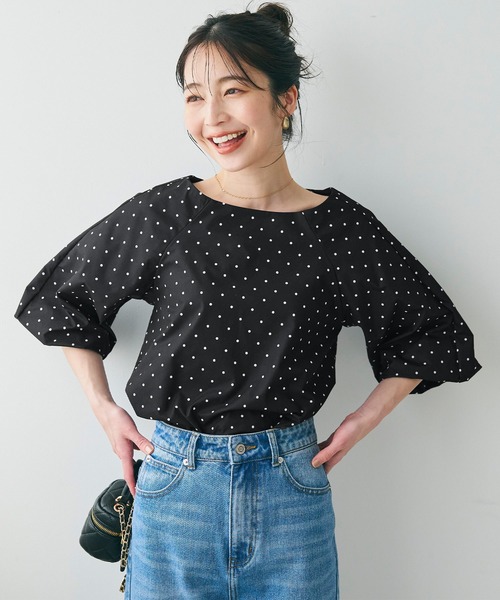 coca(coca)(コカ)の「パリフワバルーンスリーブドット柄ブラウス(シャツ/ブラウス・レディース・ブラック/ホワイト・L/M)」の12枚目の写真