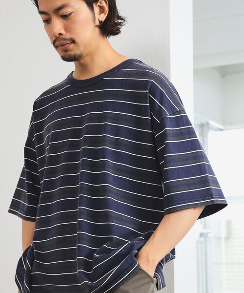 B:MING by BEAMS（ビーミングバイビームス）の「B:MING by BEAMS / フェード ボーダー ビッグシルエット Tシャツ（Tシャツ/カットソー・メンズ・ブラウン/ネイビー・LARGE/MEDIUM/SMALL/X-LARGE）」の2枚目の写真
