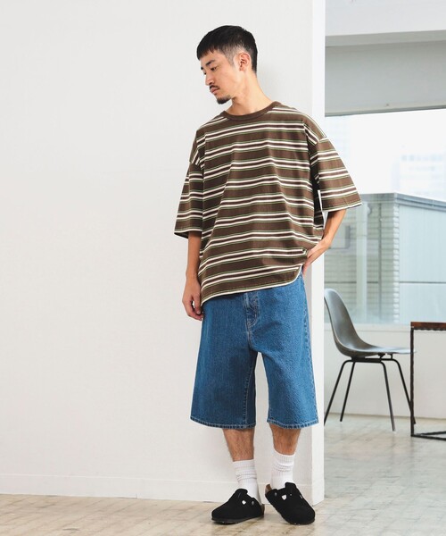 B:MING by BEAMS（ビーミングバイビームス）の「B:MING by BEAMS / フェード ボーダー ビッグシルエット Tシャツ（Tシャツ/カットソー・メンズ・ブラウン/ネイビー・LARGE/MEDIUM/SMALL/X-LARGE）」の4枚目の写真