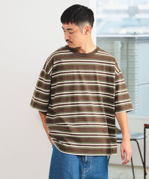 B:MING by BEAMS（ビーミングバイビームス）の「B:MING by BEAMS / フェード ボーダー ビッグシルエット Tシャツ（Tシャツ/カットソー・メンズ・ブラウン/ネイビー・LARGE/MEDIUM/SMALL/X-LARGE）」の6枚目の写真
