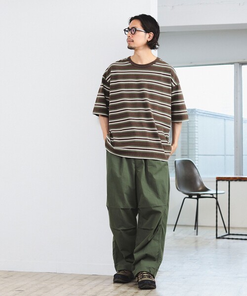 B:MING by BEAMS（ビーミングバイビームス）の「B:MING by BEAMS / フェード ボーダー ビッグシルエット Tシャツ（Tシャツ/カットソー・メンズ・ブラウン/ネイビー・LARGE/MEDIUM/SMALL/X-LARGE）」の7枚目の写真