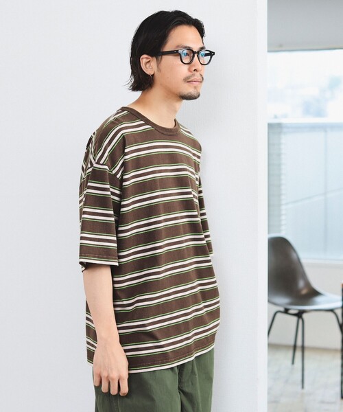 B:MING by BEAMS（ビーミングバイビームス）の「B:MING by BEAMS / フェード ボーダー ビッグシルエット Tシャツ（Tシャツ/カットソー・メンズ・ブラウン/ネイビー・LARGE/MEDIUM/SMALL/X-LARGE）」の9枚目の写真